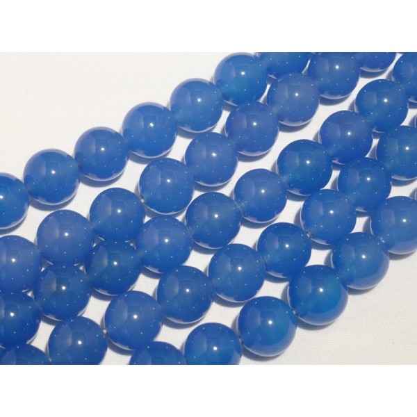 Blauwe Agaat glans bolvorm 14mm