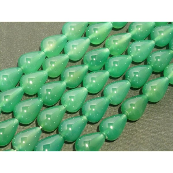 Groene Agaat glans druppelvorm 18x13mm