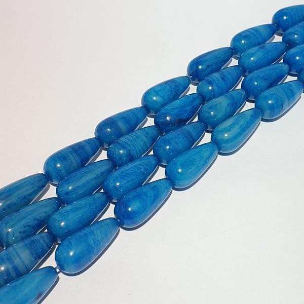 Blauwe agaat facet druppelvorm 30x13mm