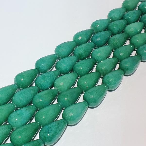 Groene agaat facet druppelvorm 30x15mm