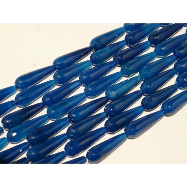 Donkerblauw agaat facet druppelvorm 30x10mm