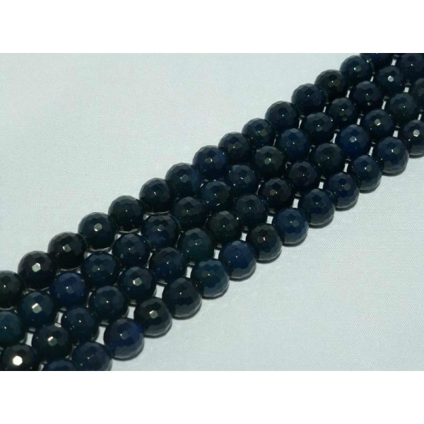 10mm donkerblauwe Agaat streng bolvorm