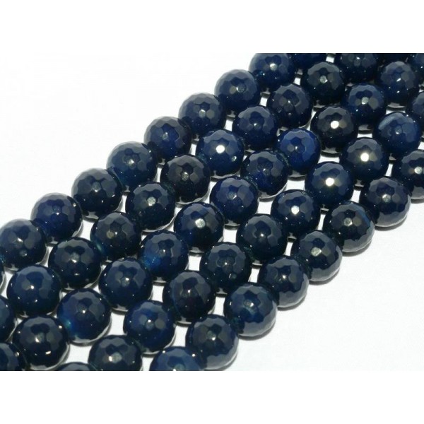 14mm donkerblauwe Agaat streng bolvorm