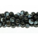 14mm zwart-blauwe Agaat streng bolvorm