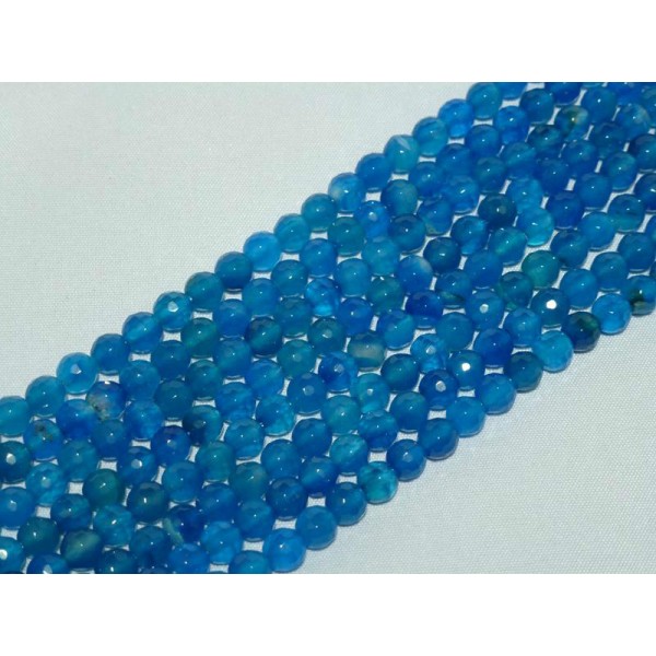 6mm blauwe Agaat streng bolvorm